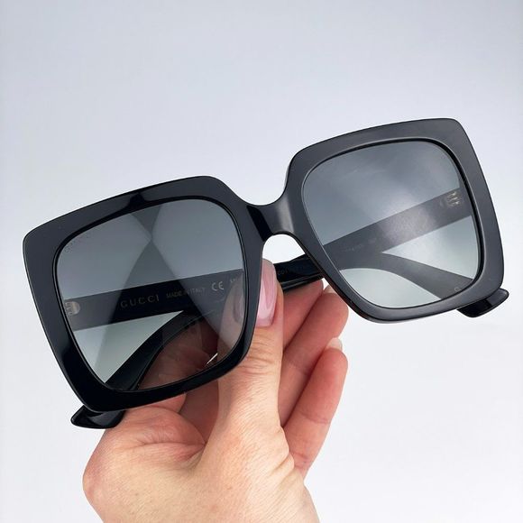 Gucci GG0418S 001 Sunglasses Black Grey Square Women - Picture 2 of 12